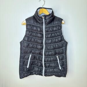 Calvin Klein Performance Black Quilted Puffer Vest with Gray Trim